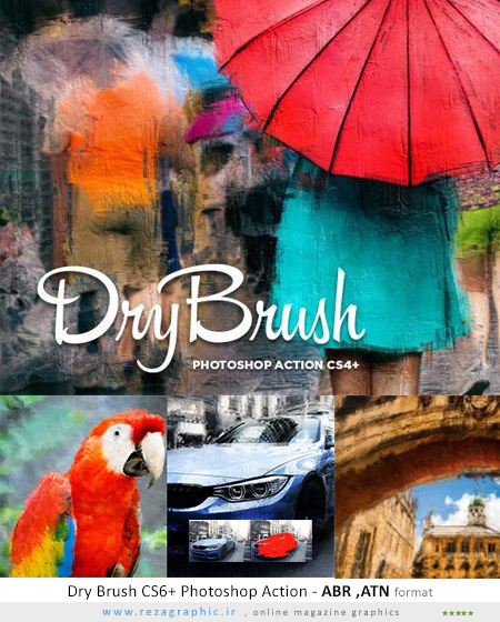 اکشن افکت براش خشک شده فتوشاپ گرافیک ریور - Graphicriver Dry Brush CS6+ Photoshop Action